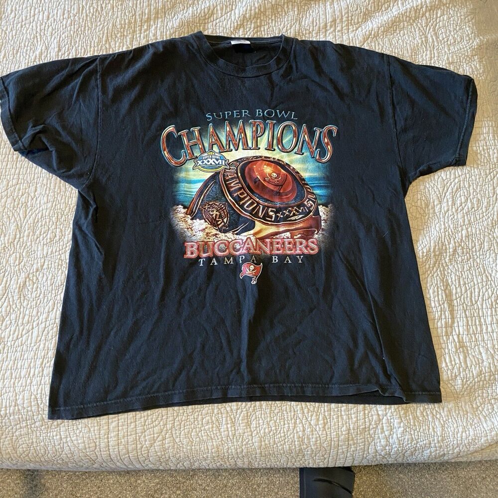 Vintage 2000s Tampa Bay Buccaneers NFL RARE Ring Super Bowl T-Shirt Size XL